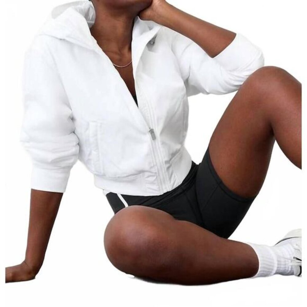 Athleta White Lucent Bomber Jacket